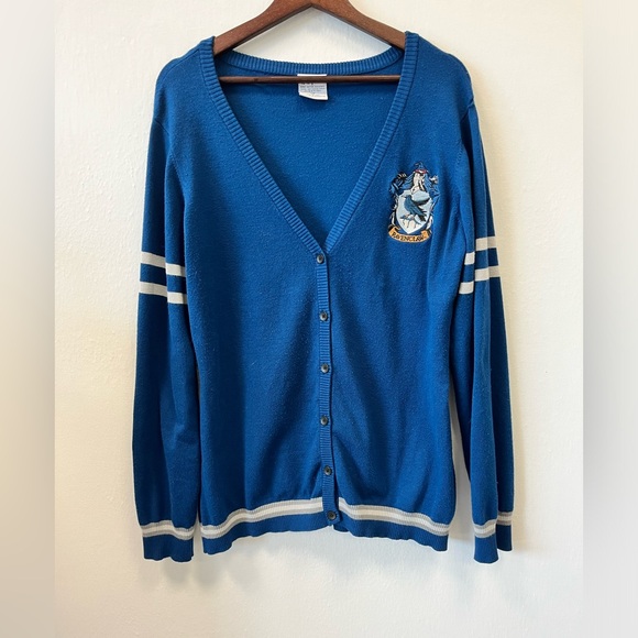 Warner Bros. Harry Potter Ravenclaw Cardigan Sweater Blue House Crest 2XL - Picture 1 of 7